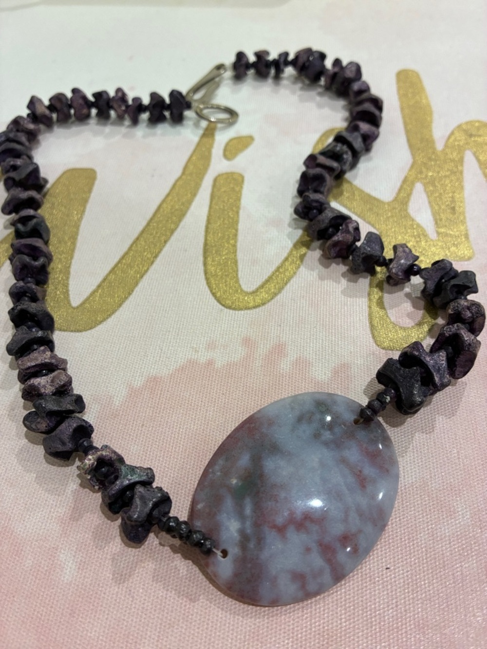 Handcrafted Purple Jasper Pendant Necklace - Unbranded